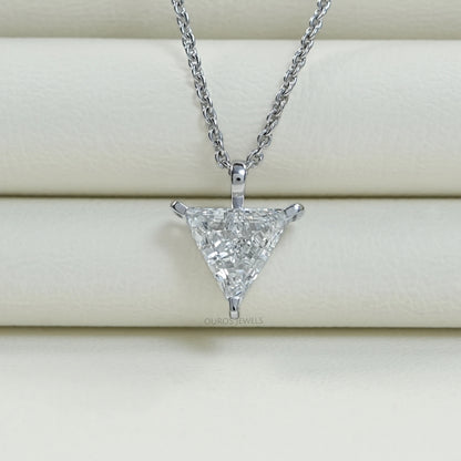 Triangle Cut Lab Diamond Solitaire Pendant Necklaces