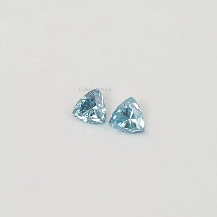 Pair of Blue Trillion Cut Loose Diamonds