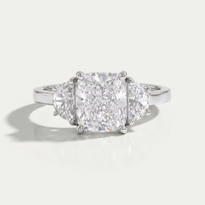 Trinity Cushion Cut Lab Diamond Engagement Rings Ring