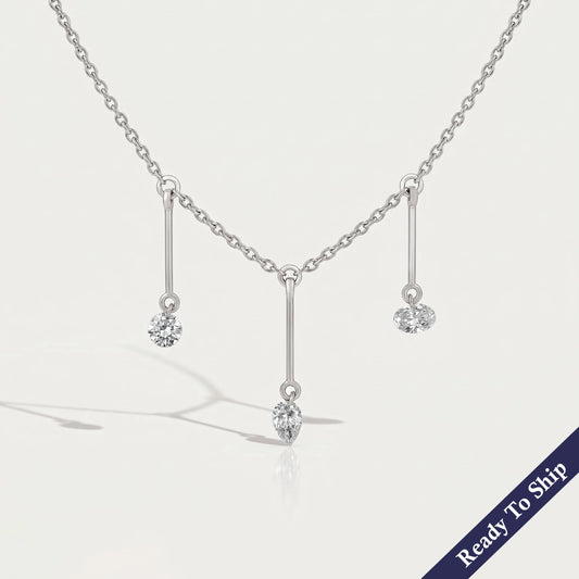 Trio Drill Lab Diamond Bar Charm Necklace Necklaces