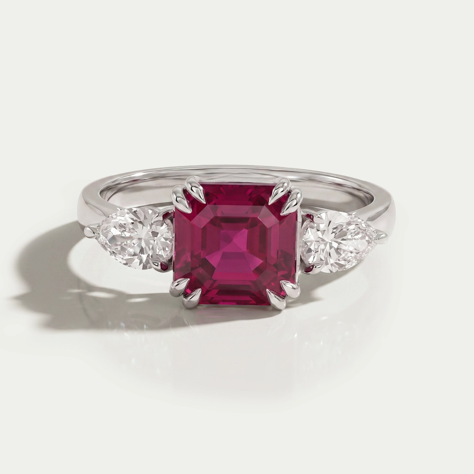Ruby And Diamond Three Stone Ring
