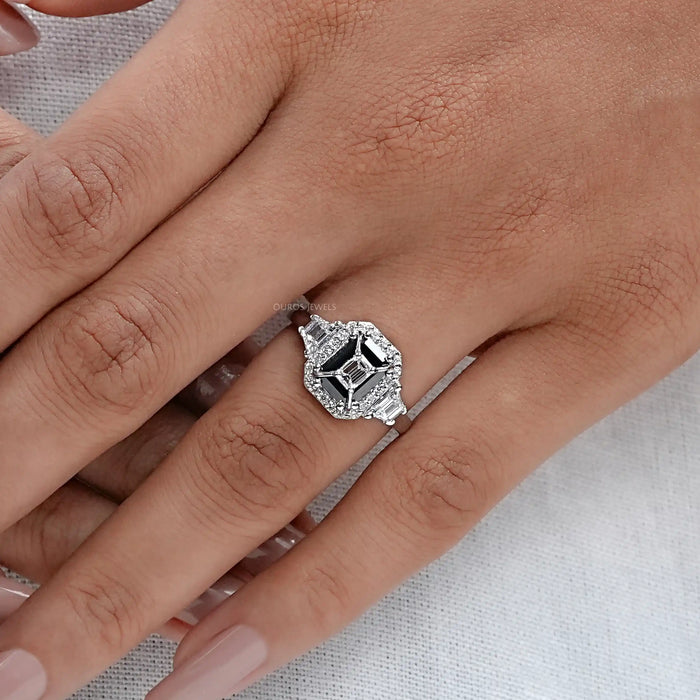 Three Stone Emerald Cut Lab Diamond Ring 