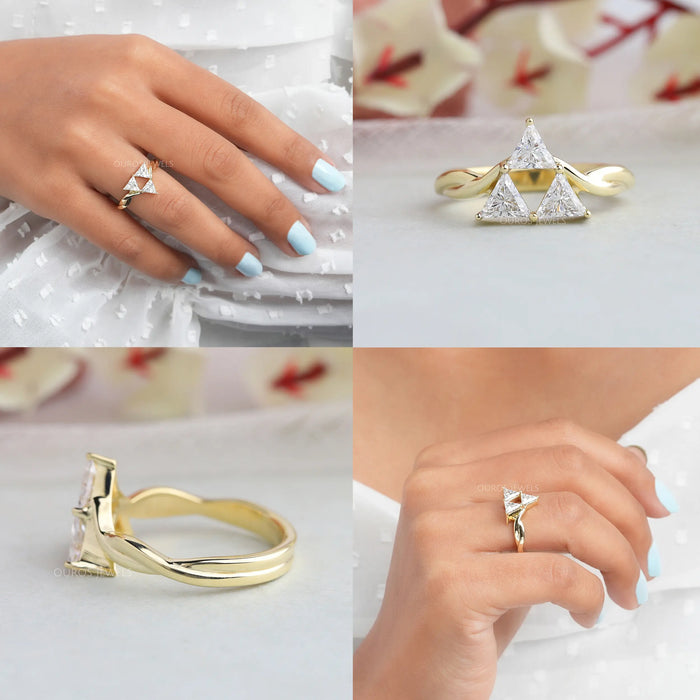 3 Stone Triangle Diamond Anniversary Ring