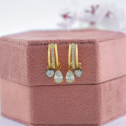 Multi Shape Diamond Tripset C Hoop Earrings