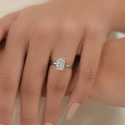 Tulip Set Cushion Cut Lab Diamond Engagement Ring