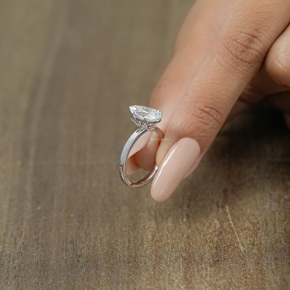 Tulip Set Hidden Halo Pear Cut Engagement Ring Ring