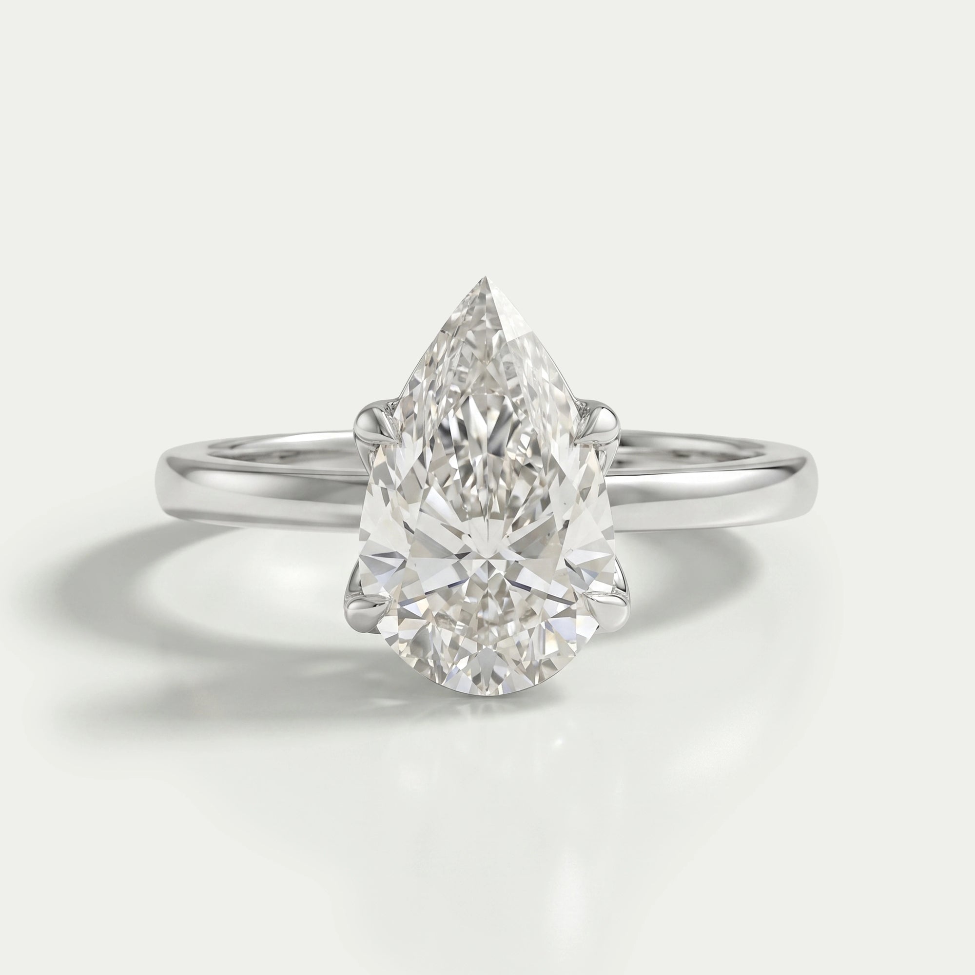 Tulip Set Hidden Halo Pear Cut Engagement Ring Ring