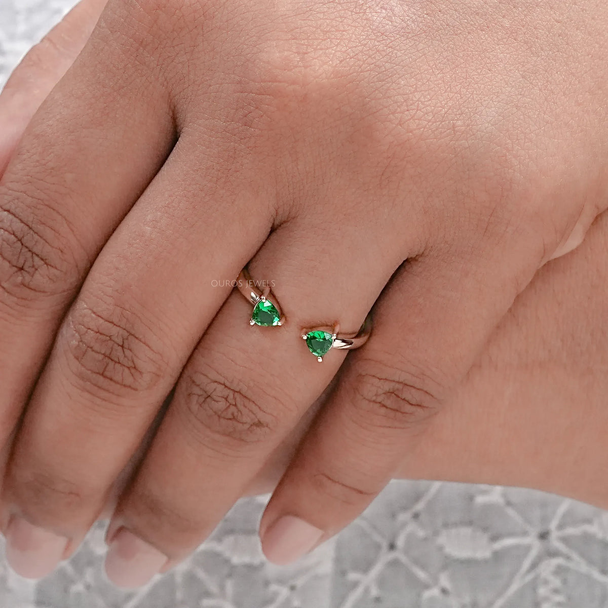 Trillion Gemstone Open Cuff Ring Rings