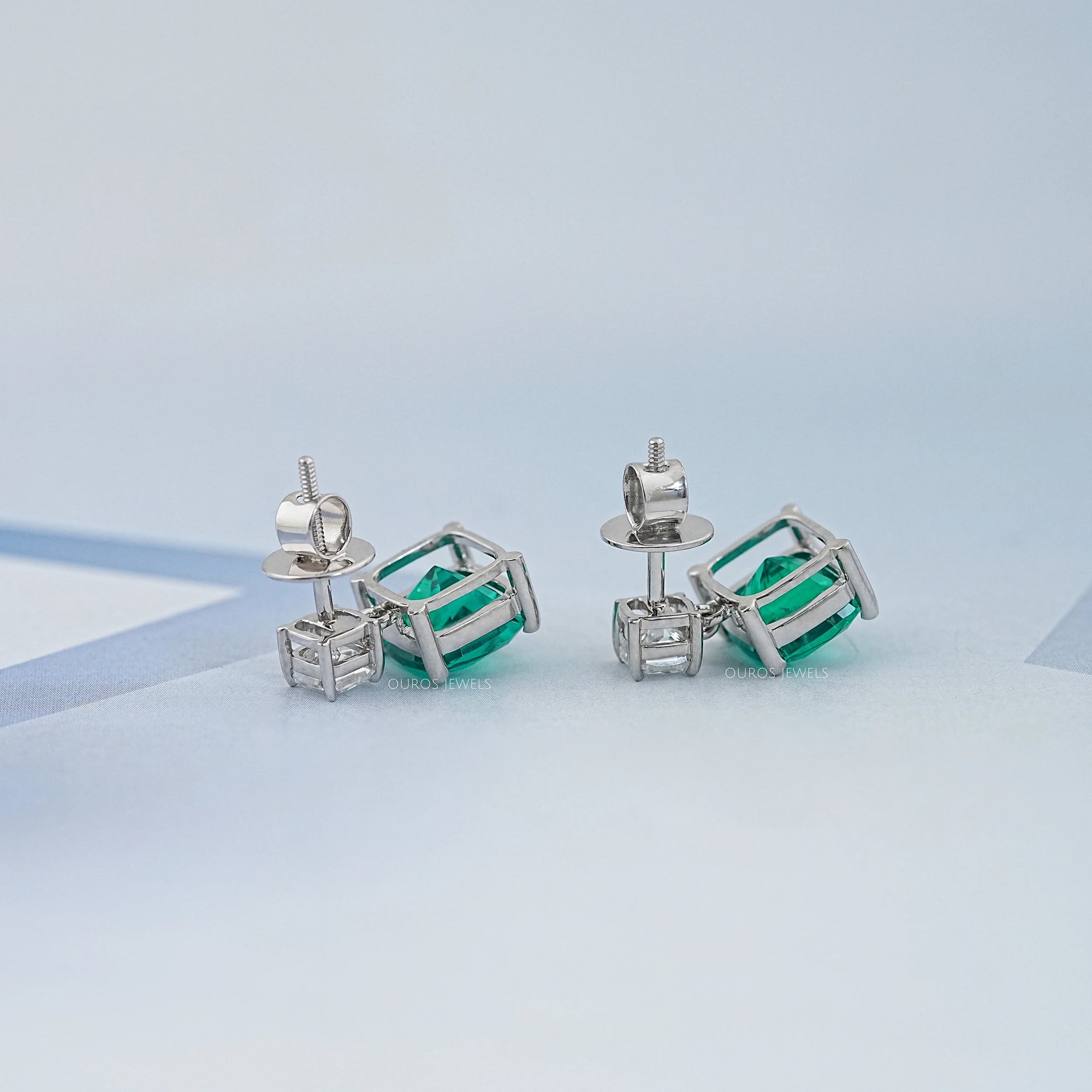 Green Cushion Gemstone Drop Earrings Earrings