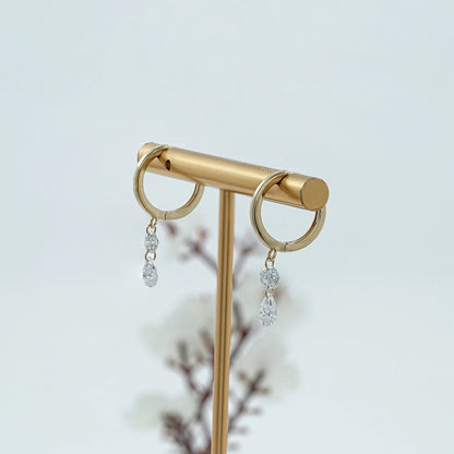 Two Stone Lab Diamond Dangle Hoop Earrings Earring
