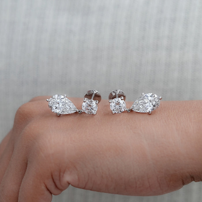 Multi Shape Diamond Drop & Dangle Gold Earrings
