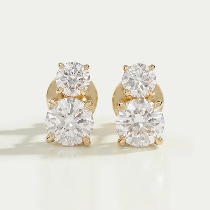 Round Lab Diamond Dual Stud Earrings Earrings
