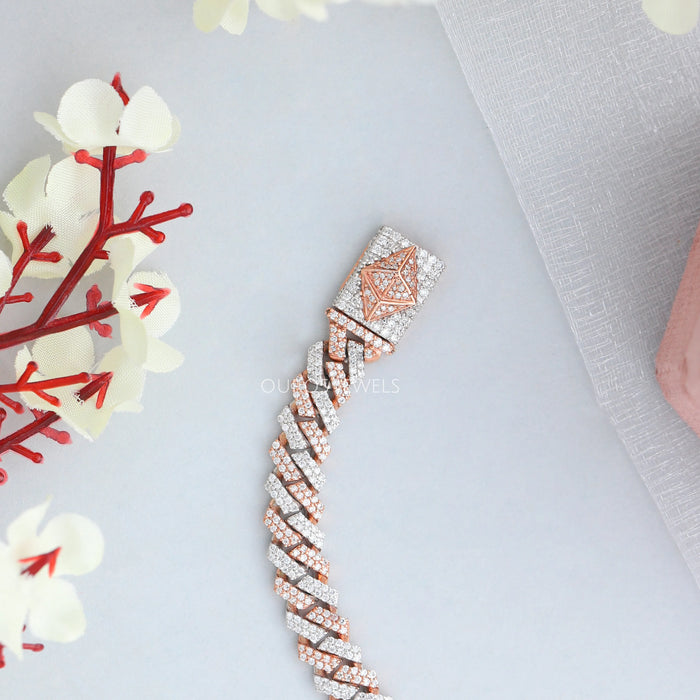 Two-Tone Gold Diamond Cuban Bracelet