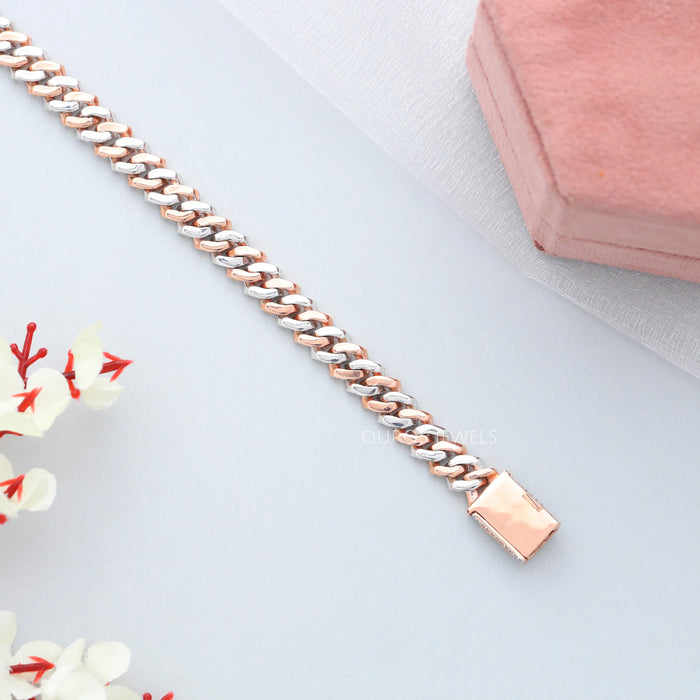 Two-Tone Gold Diamond Cuban Bracelet