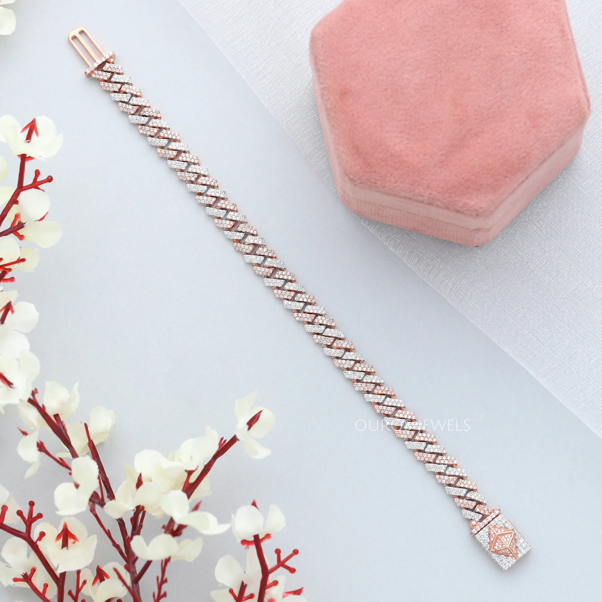 Two Tone Round Cut Miami Cuban Bracelet