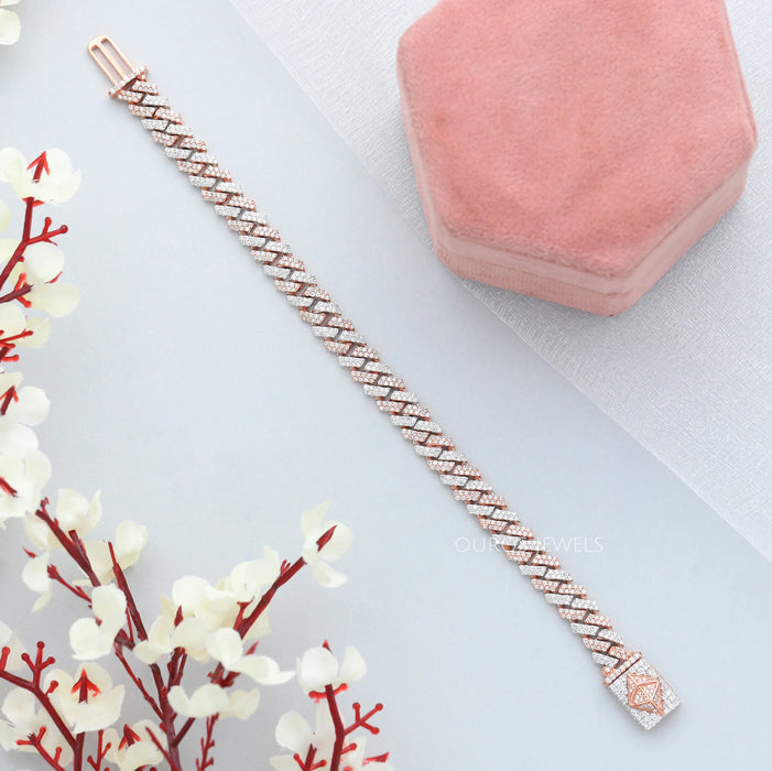 Two-Tone Gold Diamond Cuban Bracelet