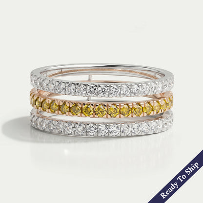 Three Row Round Cut Lab Grown Diamond Band