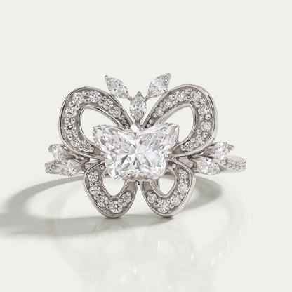 Unique Butterfly Cluster Diamond Engagement Ring