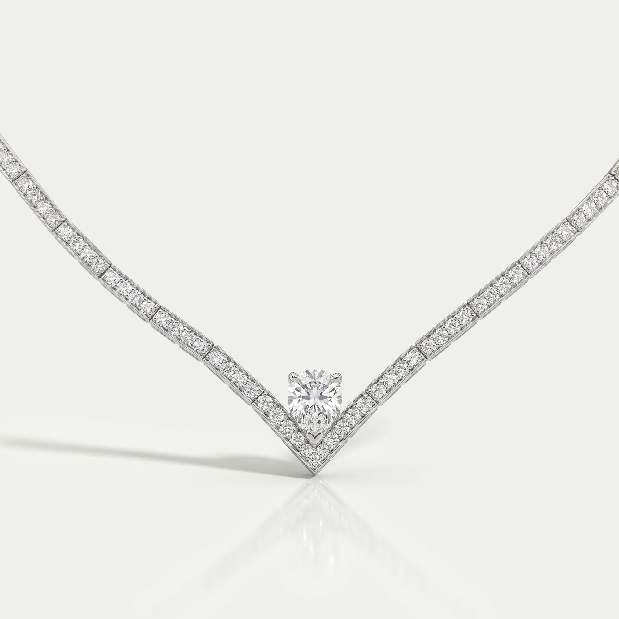 Heart And Round Lab Diamond Tennis Necklace 