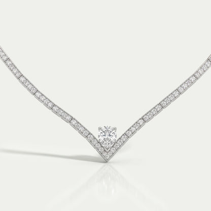 Heart And Round Lab Diamond Tennis Necklace 