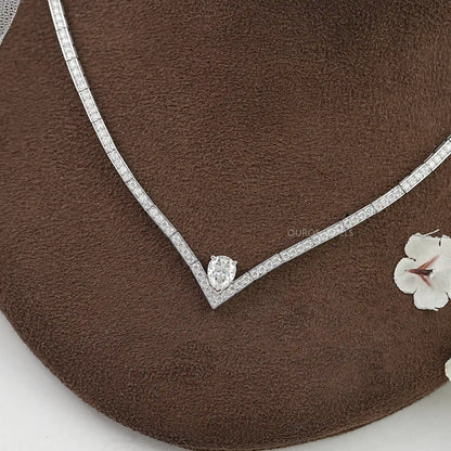 Heart And Round Lab Diamond Tennis Necklace 