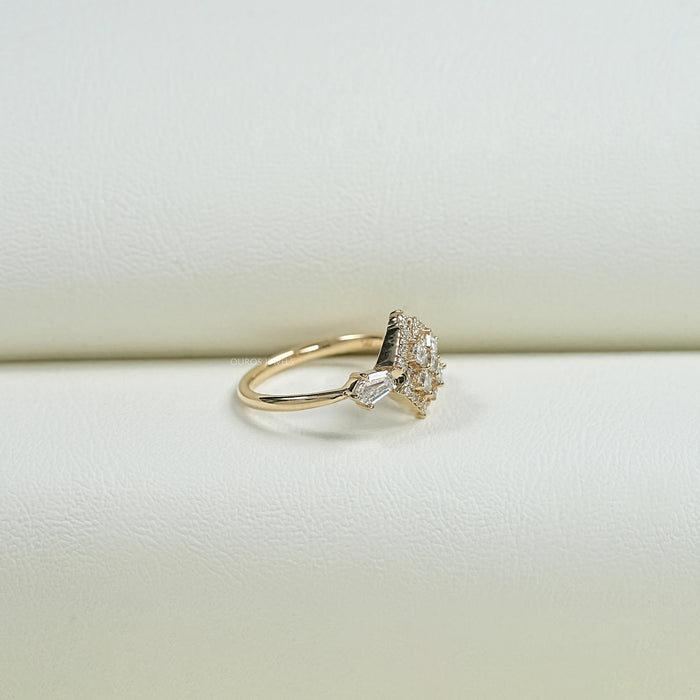 Antique Carre Cut Halo Diamond Proposal Ring