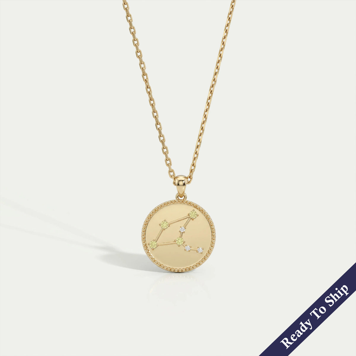 Virgo Zodiac Sign Peridot Gemstone Pendant Necklaces