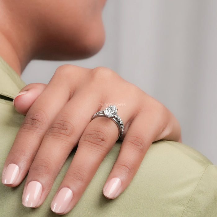 Pear Cut Diamond Bridal Wedding Set Ring 