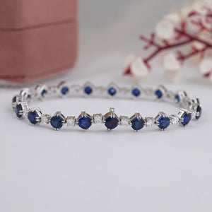 Alternating Cushion Sapphire and Diamond Link Bracelet