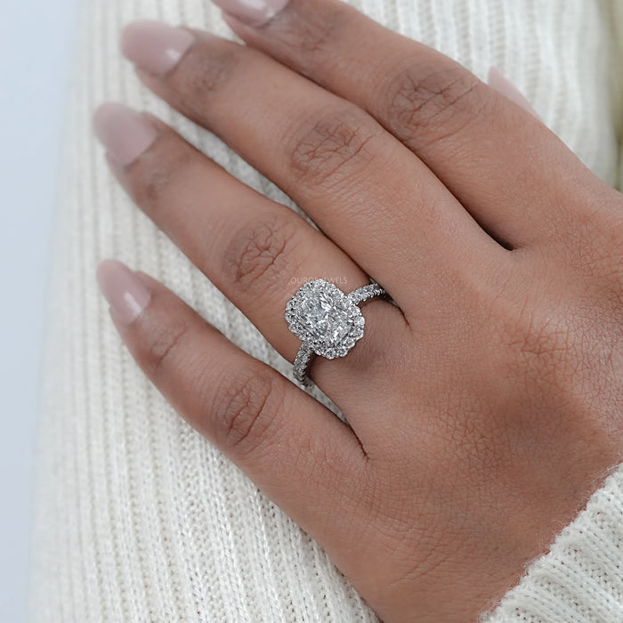 Radiant Cut Halo Lab Diamond Engagement Ring
