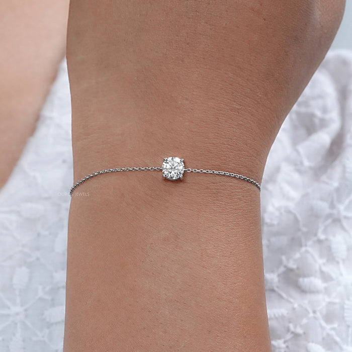 Solitaire Round Diamond Chain Bracelet