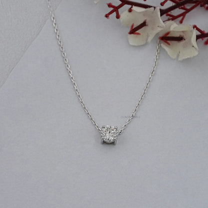 Round Cut Lab Diamond Solitaire Pendant Necklaces