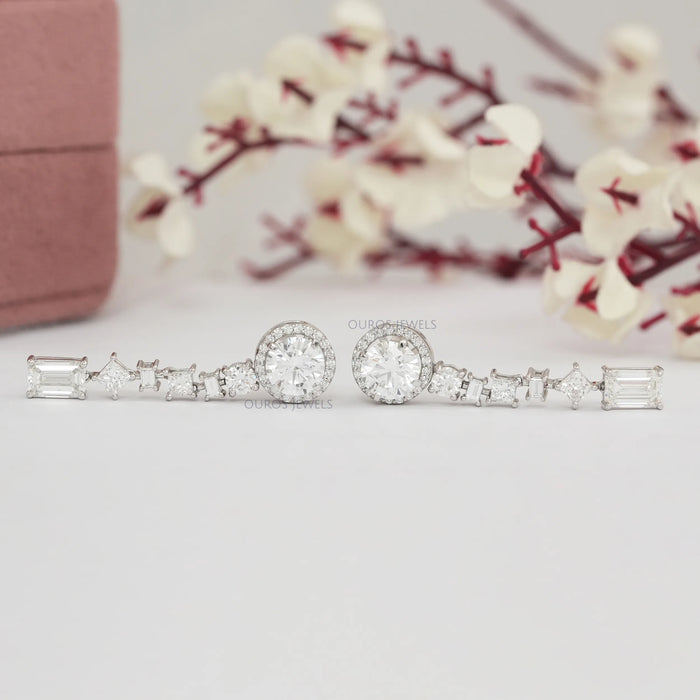 Multi-Shape Lab Created Diamond Drop Earrings