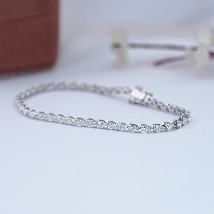 Pear Diamond Tennis Bracelet - East West Set 