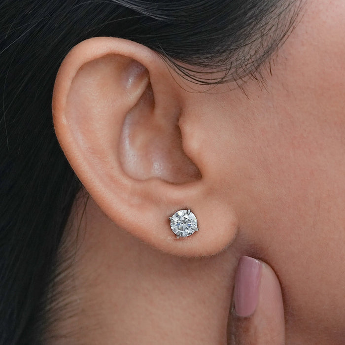 Round Cut Lab Grown Diamond Stud Earrings