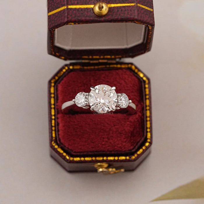 Old European Round Cut Three Stone Engagement Ring