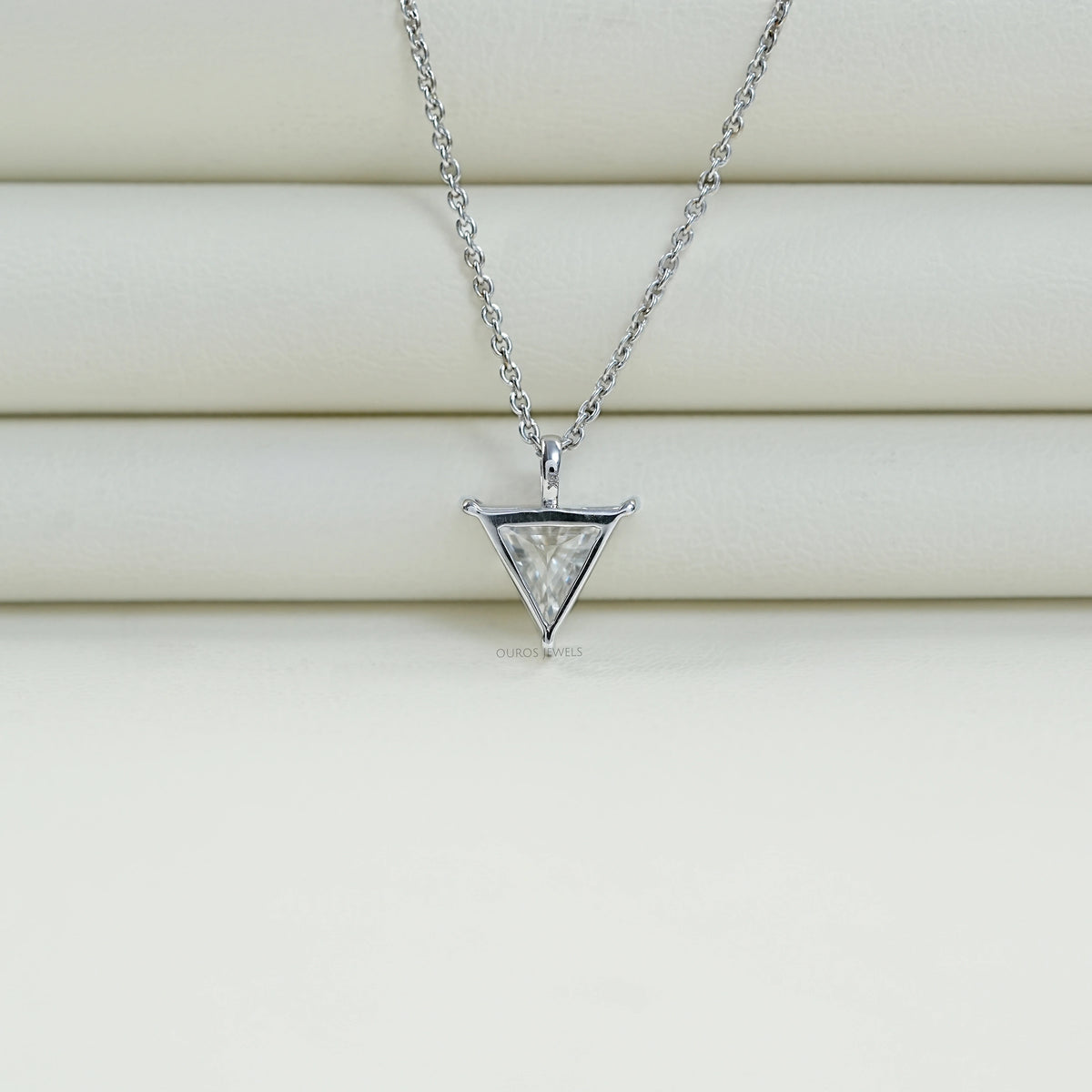 Triangle Cut Lab Diamond Solitaire Pendant Necklaces