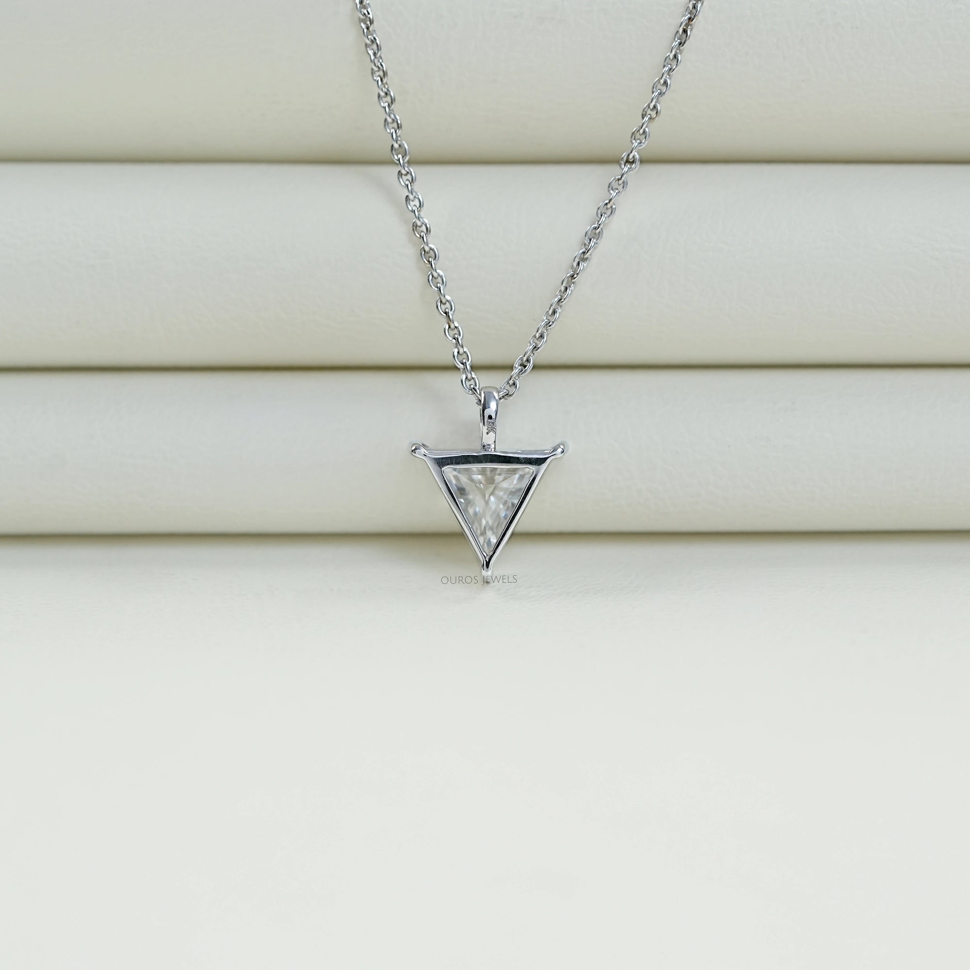 Triangle Cut Lab Diamond Solitaire Pendant Necklaces