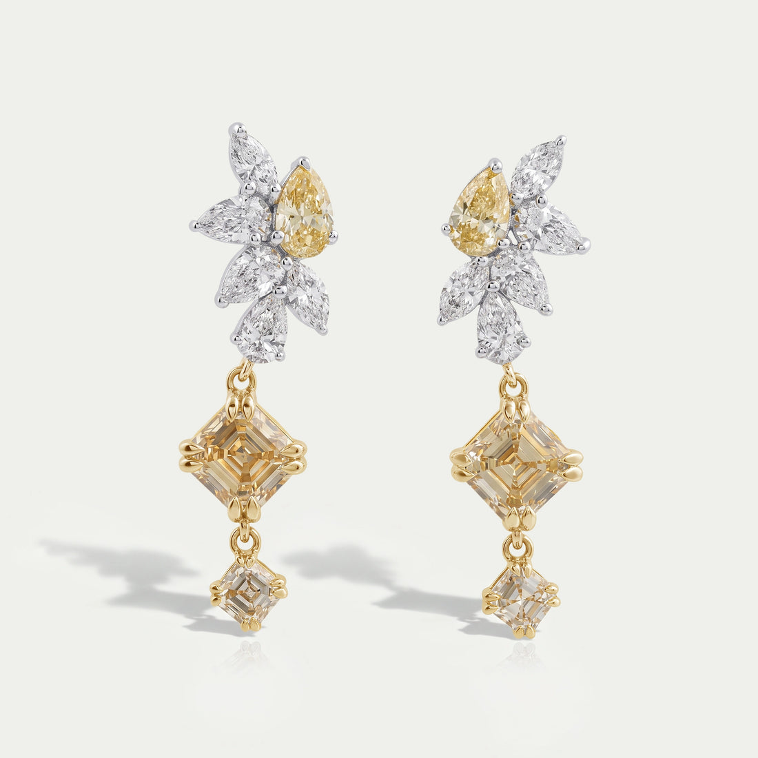 Yellow Asscher Lab Diamond Dangle Earring