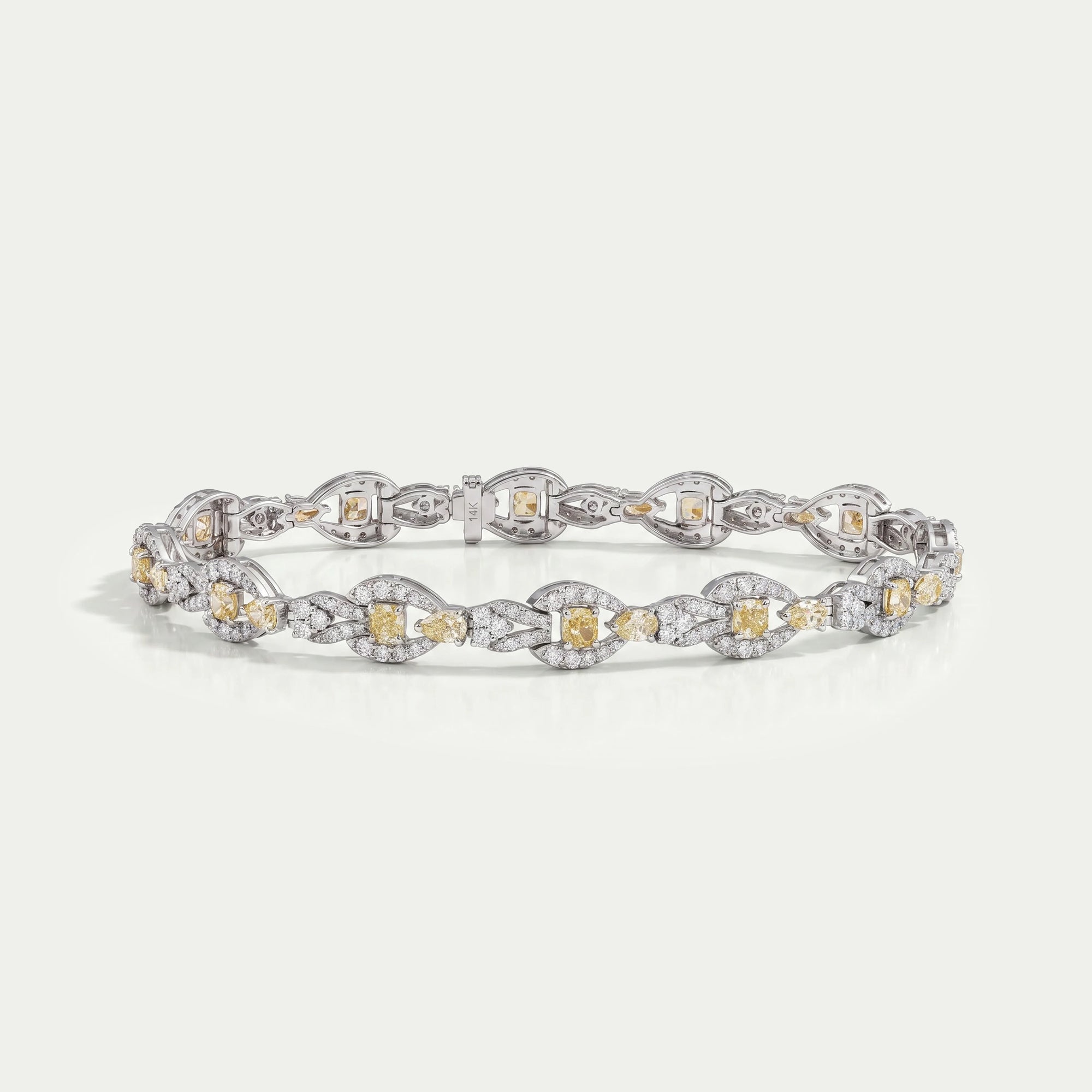 Yellow Cushion Cut Halo Link Bracelet Bracelet