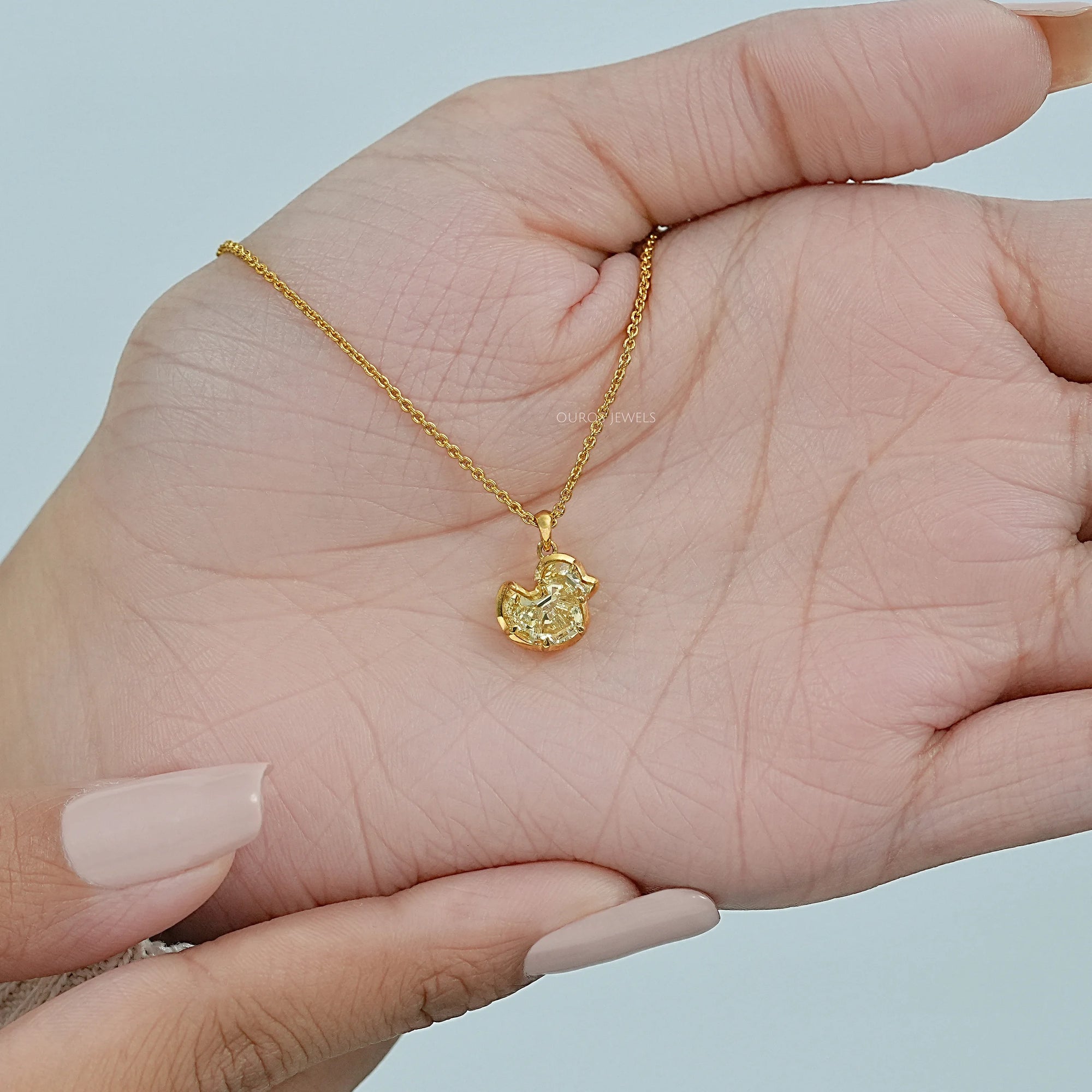 Yellow Duck Cut Diamond Bezel Set Pendant