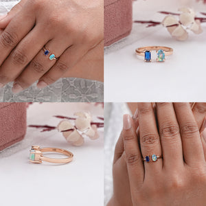 Opal And Sapphire Eemrald Open Cuff Ring