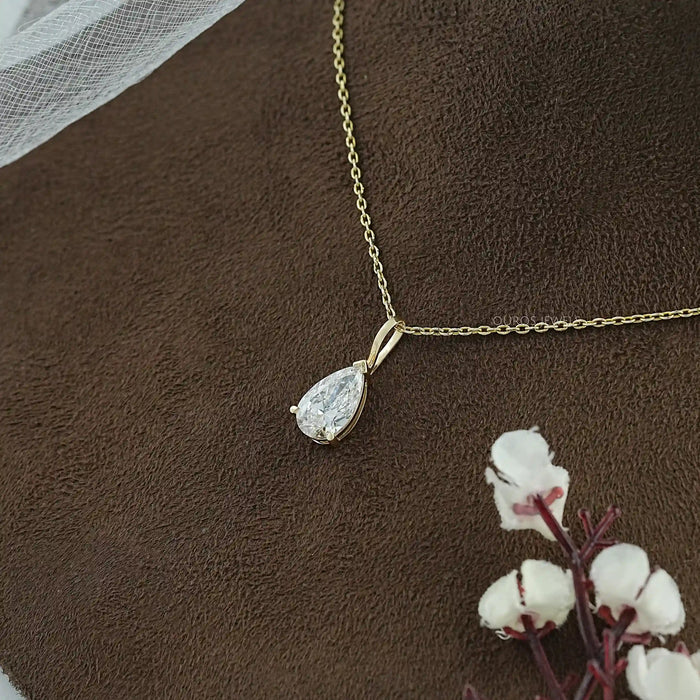 Lab Diamond Pear Cut Solitaire Pendant