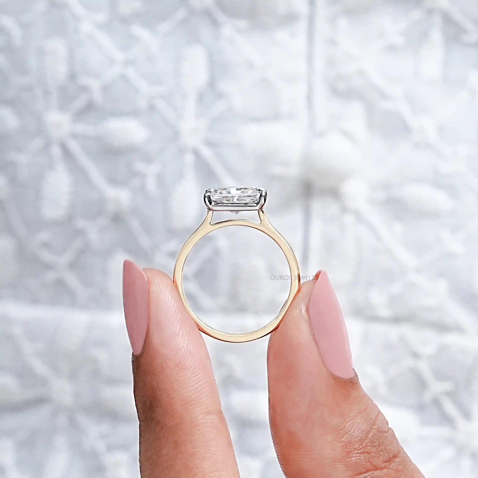 East West Radiant Cut Solitaire Ring Ring
