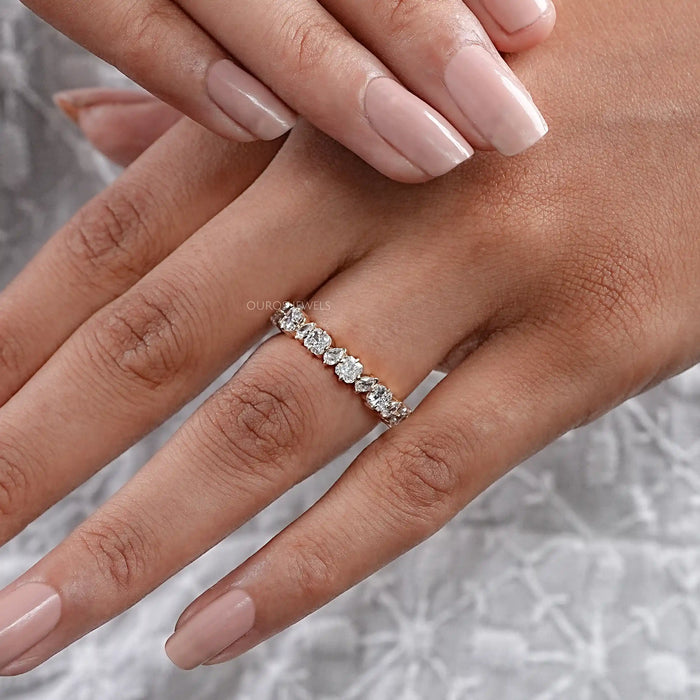 Square Radiant And Pear Cut Lab Diamond Half Eternity Band