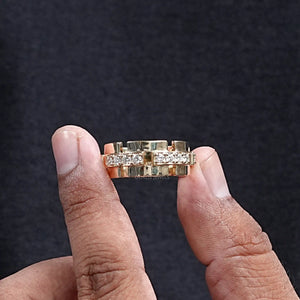 Yellow Gold Round Cut Lab Diamond Wedding Band