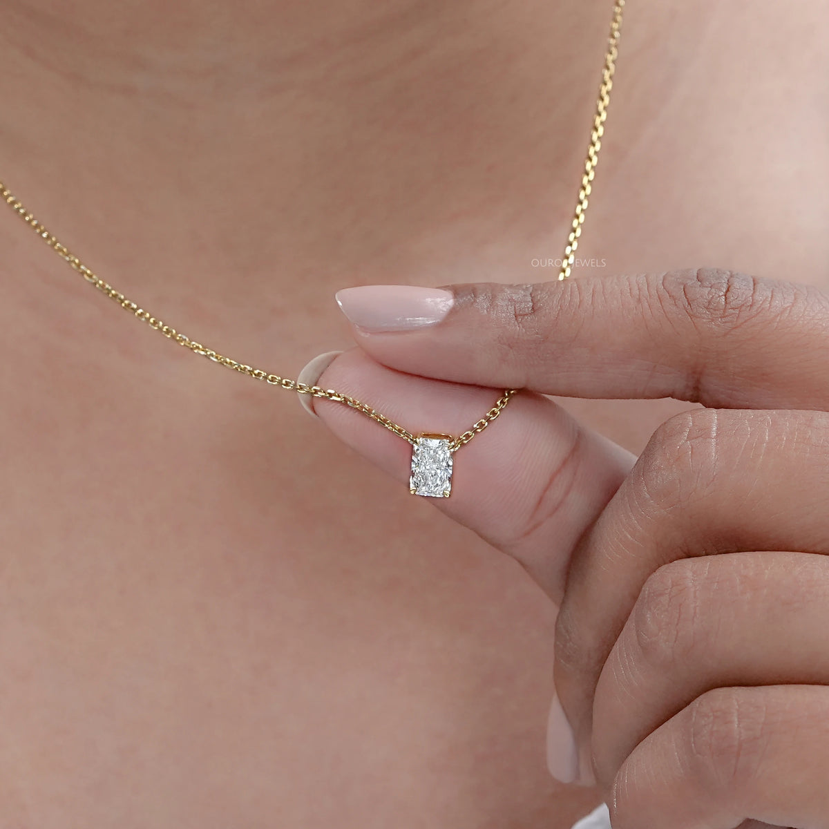 Radiant Lab Grown Diamond Solitaire Pendant Necklaces