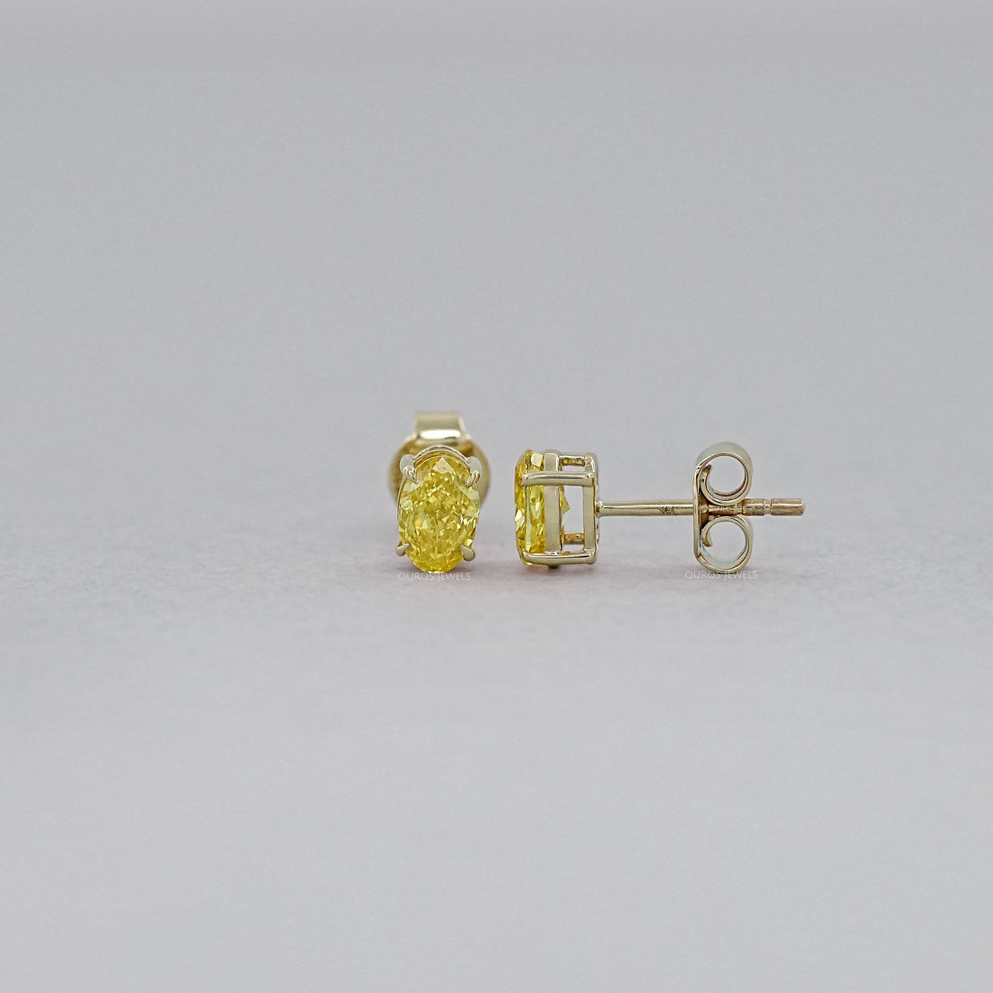 Yellow Oval Diamond Stud Earrings Earring