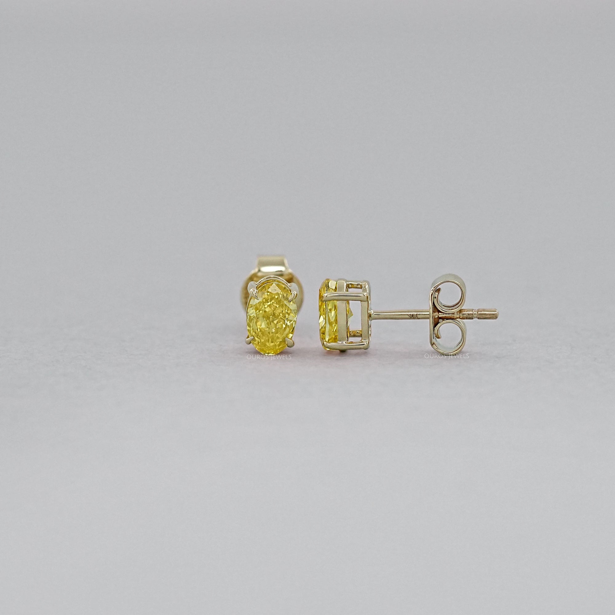 Yellow Oval Diamond Stud Earrings Earring