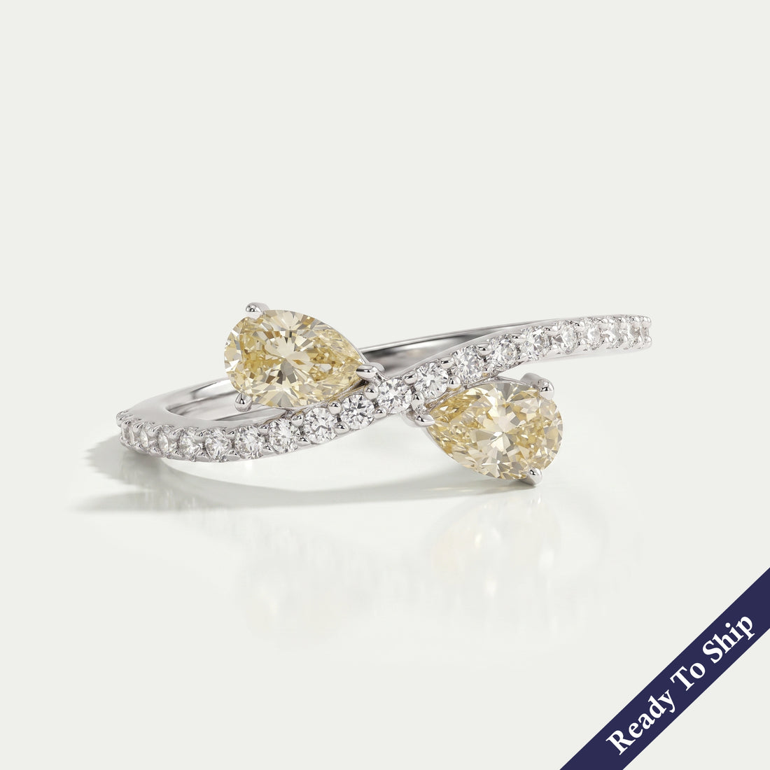 Yellow Pear Diamond Crossover Ring